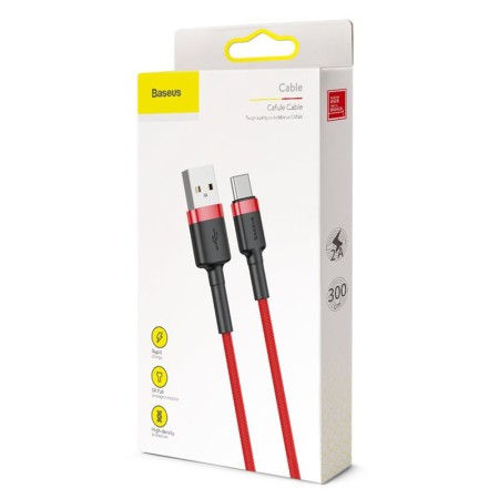 Cablu USB la Type-C, 2A, 3m - Baseus Cafule (CATKLF-U09) - Red