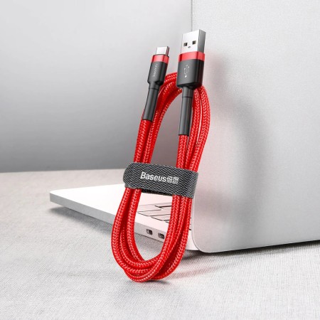 Cablu USB la Type-C, Fast Charge, QC3.0, 3A, 1m - Baseus Cafule (CATKLF-B09) - Red