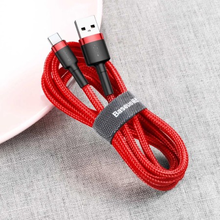 Cablu USB la Type-C, Fast Charge, QC3.0, 3A, 1m - Baseus Cafule (CATKLF-B09) - Red