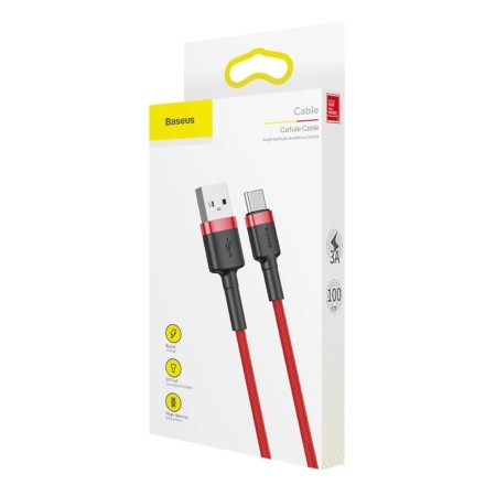 Cablu USB la Type-C, Fast Charge, QC3.0, 3A, 1m - Baseus Cafule (CATKLF-B09) - Red