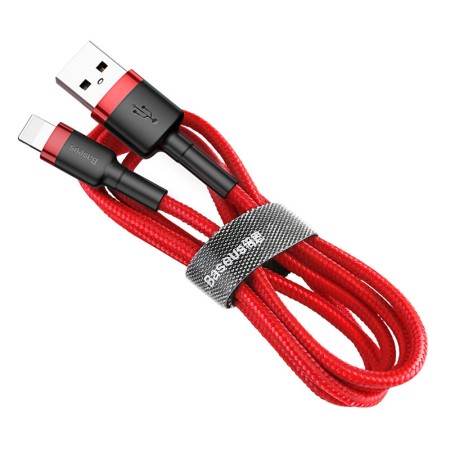 Cablu USB to Lightning, 2.4A, 480Mbps, 1m - Baseus Cafule (CALKLF-B09) - Red