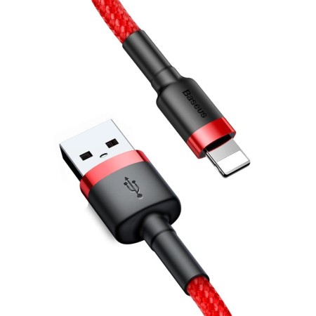 Cablu USB la Lightning, Fast Charging, Q.C.3.0, 2.4A, 0.5m - Baseus Cafule (CALKLF-A09) - Red