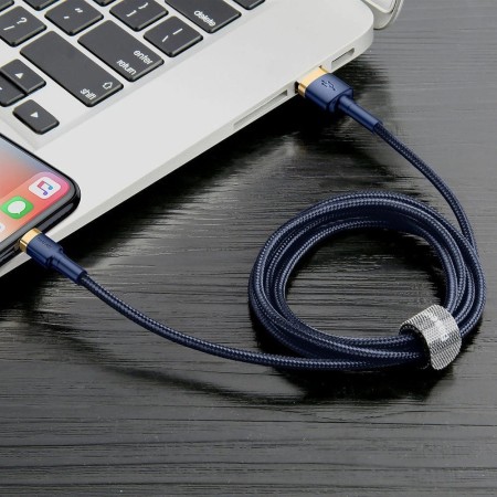 Cablu USB la Lightning, QC3.0, 1.5A, 2m - Baseus (CALKLF-CV3) - Blue / Gold