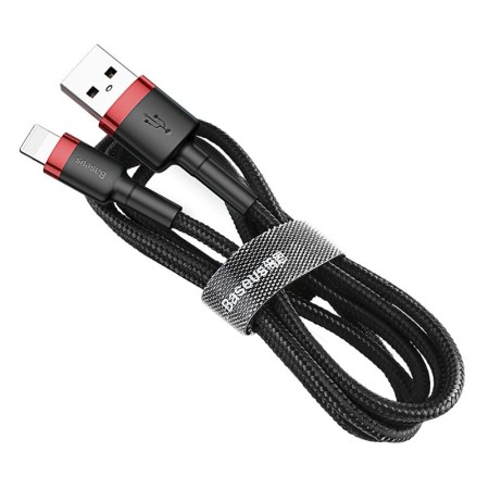 Cablu USB la Lightning, QC3.0, 2A, 3m - Baseus Cafule (CALKLF-R91) - Black / Red