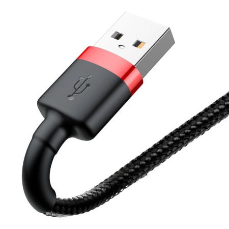 Cablu USB la Lightning, QC3.0, 2A, 3m - Baseus Cafule (CALKLF-R91) - Black / Red