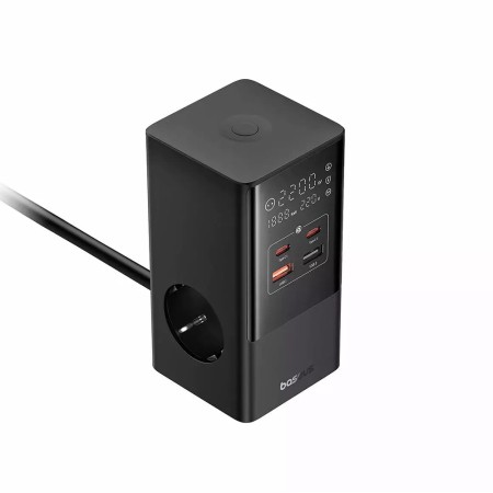 Statie de Incarcare 2xUSB, 2xType-C, 3xShuko, Fast Charging 35W, 1.5m - Baseus (E00023606113-00) - Cluster Black