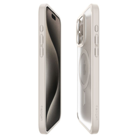 Husa pentru iPhone 15 Pro, Spigen Ultra Hybrid, Frost Natural Titanium