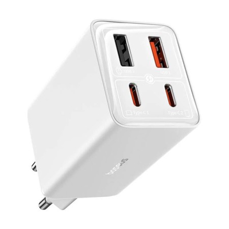 Incarcator pentru Priza 2x USB, 2x Type-C, 65W + Cablu Type-C la Type-C - Baseus (P10162701213-00) - White