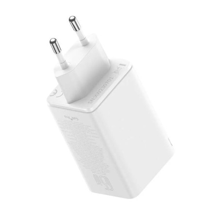 Incarcator pentru Priza 2x USB, 2x Type-C, 65W + Cablu Type-C la Type-C - Baseus (P10162701213-00) - White