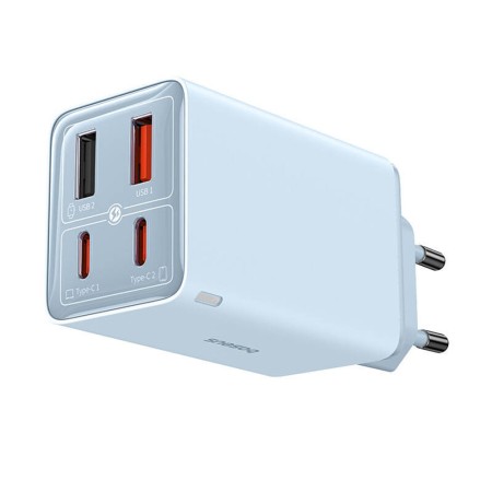 Incarcator pentru Priza 2x USB, 2x Type-C, 65W + Cablu Type-C la Type-C - Baseus (P10162701313-00) - Blue