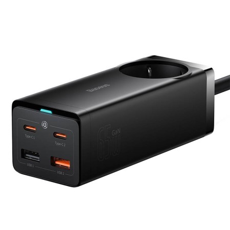 Prelungitor Priza, Incarcator 2xUSB + 2xUSB-C + AC, 65W - Baseus GaN3 Pro (PSZM000901) - Black