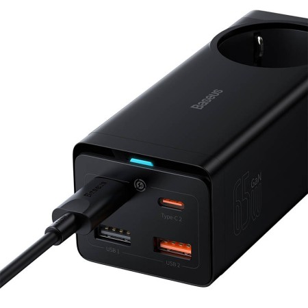 Prelungitor Priza, Incarcator 2xUSB + 2xUSB-C + AC, 65W - Baseus GaN3 Pro (PSZM000901) - Black