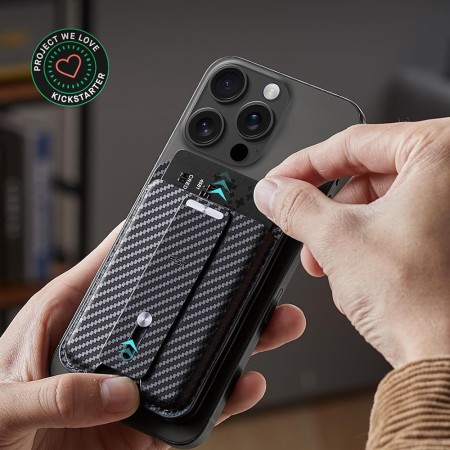 Portofel pentru Telefon cu Functie de Suport Birou - ESR - Carbon Fiber