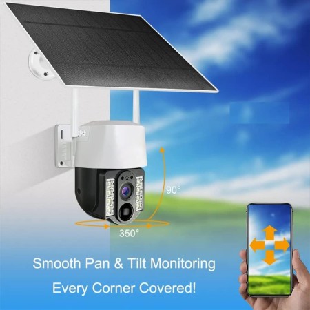 Camera de Supraveghere Exterior, cu Alarma, Panou Solar, 1080p, Waterproof - Techsuit (VC3-4G) - White