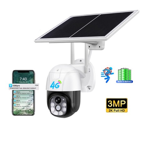 Camera de Supraveghere Exterior, cu Alarma, Panou Solar, 2K, Sim Card - Techsuit (VC9-WiFi/4G) - White