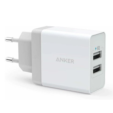 Incarcator 2x USB, PowerIQ, VoltageBoost, 2.4A, 24W - Anker PowerPort (A2021L21) - White