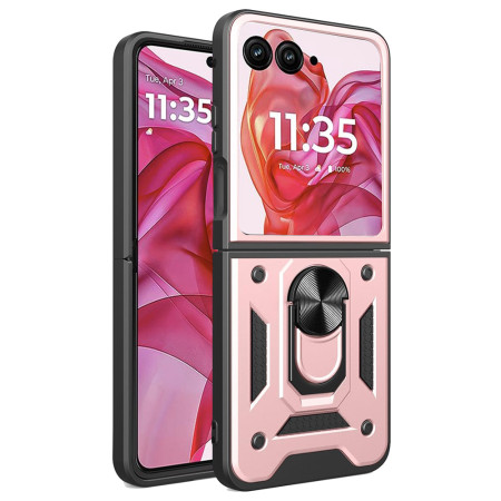 Husa pentru Motorola Razr 50 Ultra, Slide si Snap, CamShield, Rose Gold