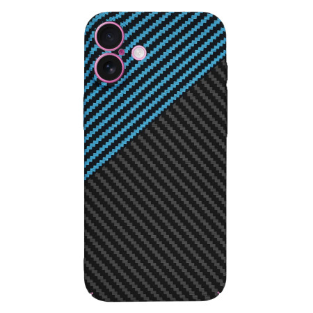 Husa pentru iPhone 16 Plus - Premium CarbonFiber - Blue Pulse