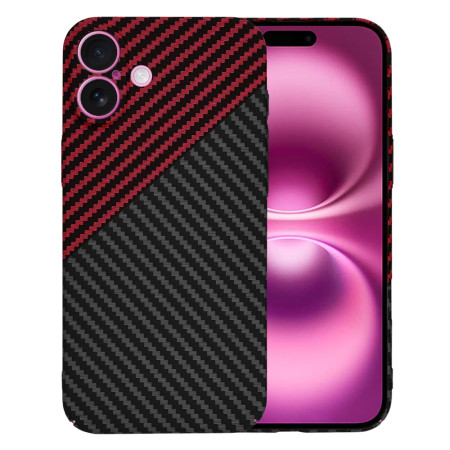 Husa pentru iPhone 16 Plus - Premium CarbonFiber - Red Vortex