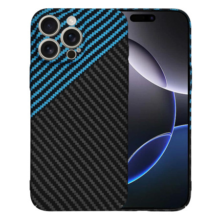 Husa Slim Carbon pentru iPhone 16 Pro Max - Protectie Premium FiberShell, Blue Pulse