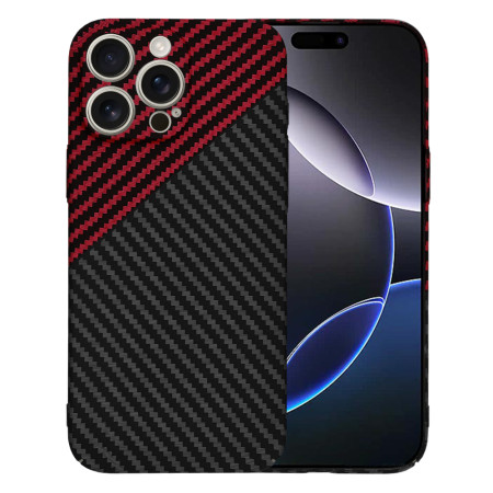 Husa Slim Carbon pentru iPhone 16 Pro Max - Protectie Premium FiberShell, Red Vortex