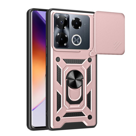 Husa pentru Infinix Note 40 Pro Plus, Slide si Snap Privacy, CamShield, Rose Gold