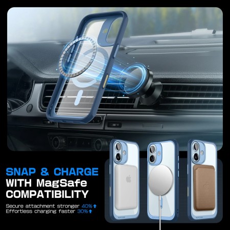 Husa pentru iPhone 16 - Supcase Unicorn Beetle Slim Clear MagSafe - Azure