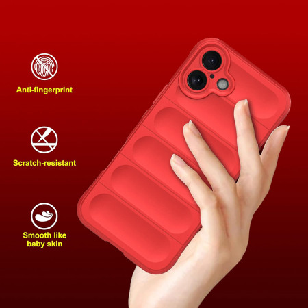 Husa Antisoc pentru iPhone 16 Plus, Margini Striate, Magic Shield, Red