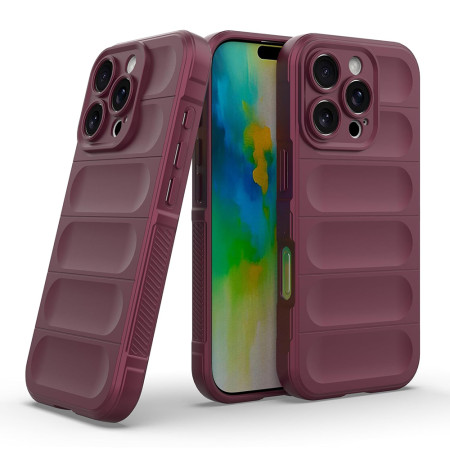 Husa Antisoc pentru iPhone 16 Pro Max, Margini Striate, Magic Shield, Bordeaux