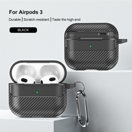 Husa pentru AirPods 3 - Techsuit CarbonFiber - Black