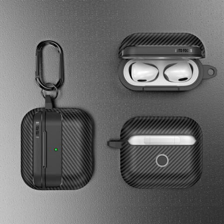 Husa pentru AirPods 3 - Techsuit CarbonFiber - Black