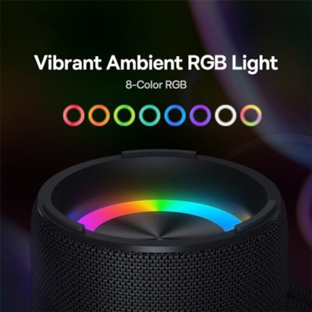 Boxa Fara Fir Bluetooth 5.3, RGB, IPX5, Bass - Baseus AeQur VO20 (A20067900117-00) - Black