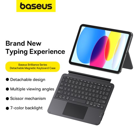 Husa pentru iPad Air 4 / 5 (2020/2022) / iPad Pro 11 (2018 / 2020 / 2021 / 2022) - Baseus Brilliance Magnetic Detachable Keyboard (P40112603111-00) - Black