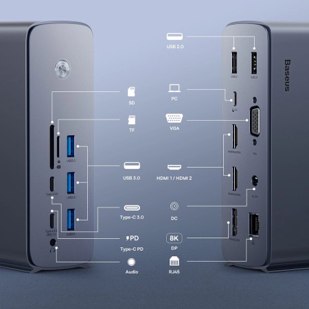 Hub Multifunctional, Type C, HDMI, USB - Baseus Union Joy Pro (WKSP090113) - Gray