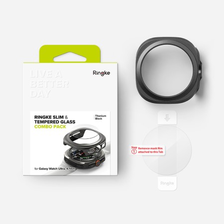 Husa pentru Samsung Galaxy Watch Ultra 47mm + Folie - Ringke Slim - Titanium Black