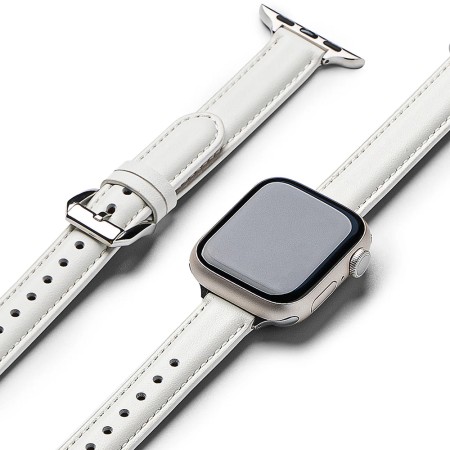 Curea pentru Apple Watch SE 40mm - Ringke Leather One Padded Slim - White