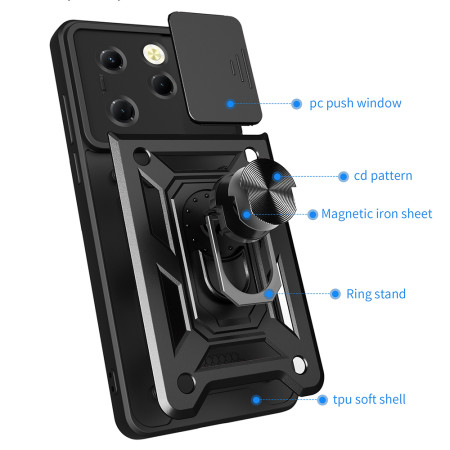 Husa pentru Infinix Hot 40 / 40 Pro / Tecno Spark 20 Pro, Slide si Snap, CamShield, Black