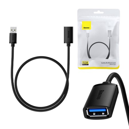 Cablu Extensie USB la USB, 0.5m - Baseus (B00631103111-01) - Black