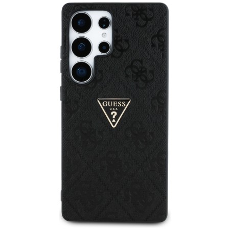 Husa pentru Samsung Galaxy S25 Ultra - Guess Leather Grained Hot Stamp 4G Triangle Metal - Black