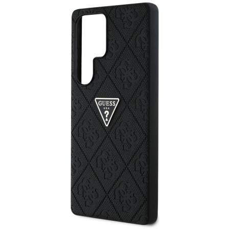 Husa pentru Samsung Galaxy S25 Ultra - Guess Leather Grained Hot Stamp 4G Triangle Metal - Black