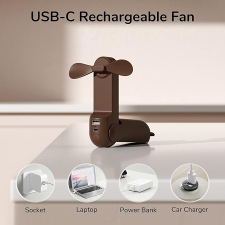 Ventilator Portabil 2000mAH, USB - JisuLife (F8) - Brown