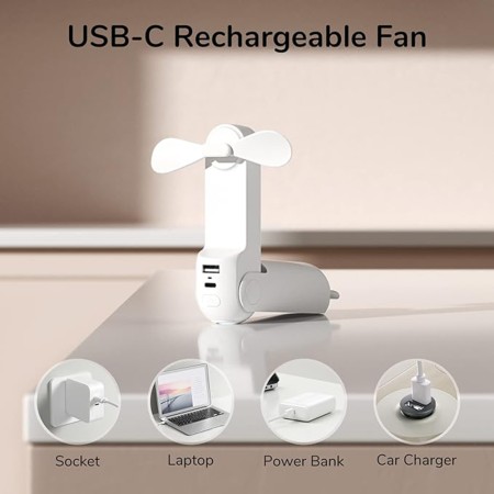 Ventilator Portabil 2000mAH, USB - JisuLife (F8) - White