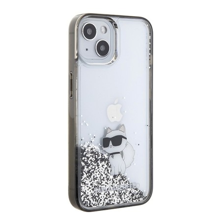 Husa pentru iPhone 15 - Karl Lagerfeld Hardcase Liquid Glitter - Transparent Choupette