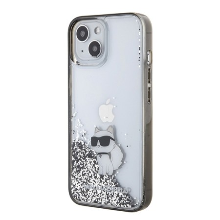 Husa pentru iPhone 15 - Karl Lagerfeld Hardcase Liquid Glitter - Transparent Choupette