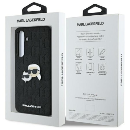 Husa Samsung Galaxy S24 FE - Karl Lagerfeld Hardcase Leather - Monogram KarlandChaoupette Head Pin