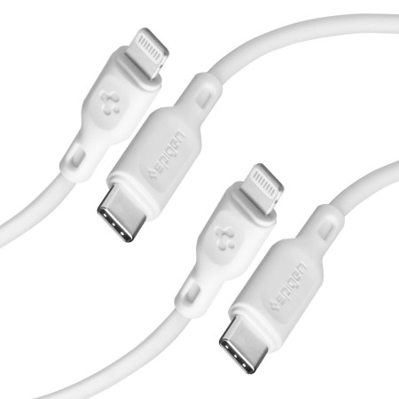 Cablu de Incarcare Type-C la Lightning 1m - Spigen Durasync (set 2) - White