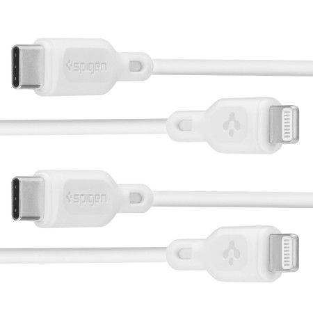 Cablu de Incarcare Type-C la Lightning 1m - Spigen Durasync (set 2) - White