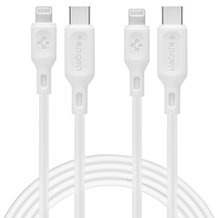 Cablu de Incarcare Type-C la Lightning 1m - Spigen Durasync (set 2) - White