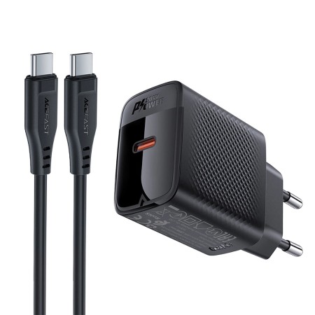 Incarcator pentru Priza, Type-C, PD20W, GaN, Fast Charging cu Cablu USB-C - Black