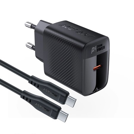 Incarcator pentru Priza, Type-C, PD20W, GaN, Fast Charging cu Cablu USB-C - Black